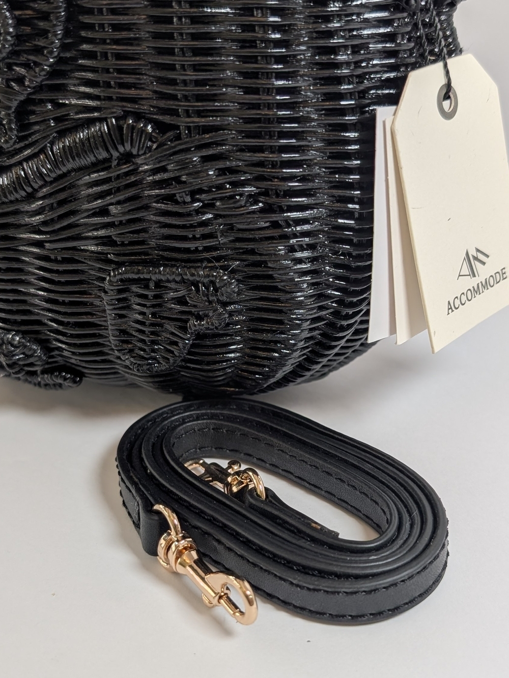 ACCOMMODE x Sanrio Kuromi Rattan Bag Black NWT w/ Kuromi Padlock Keychain - Picture 5 of 14